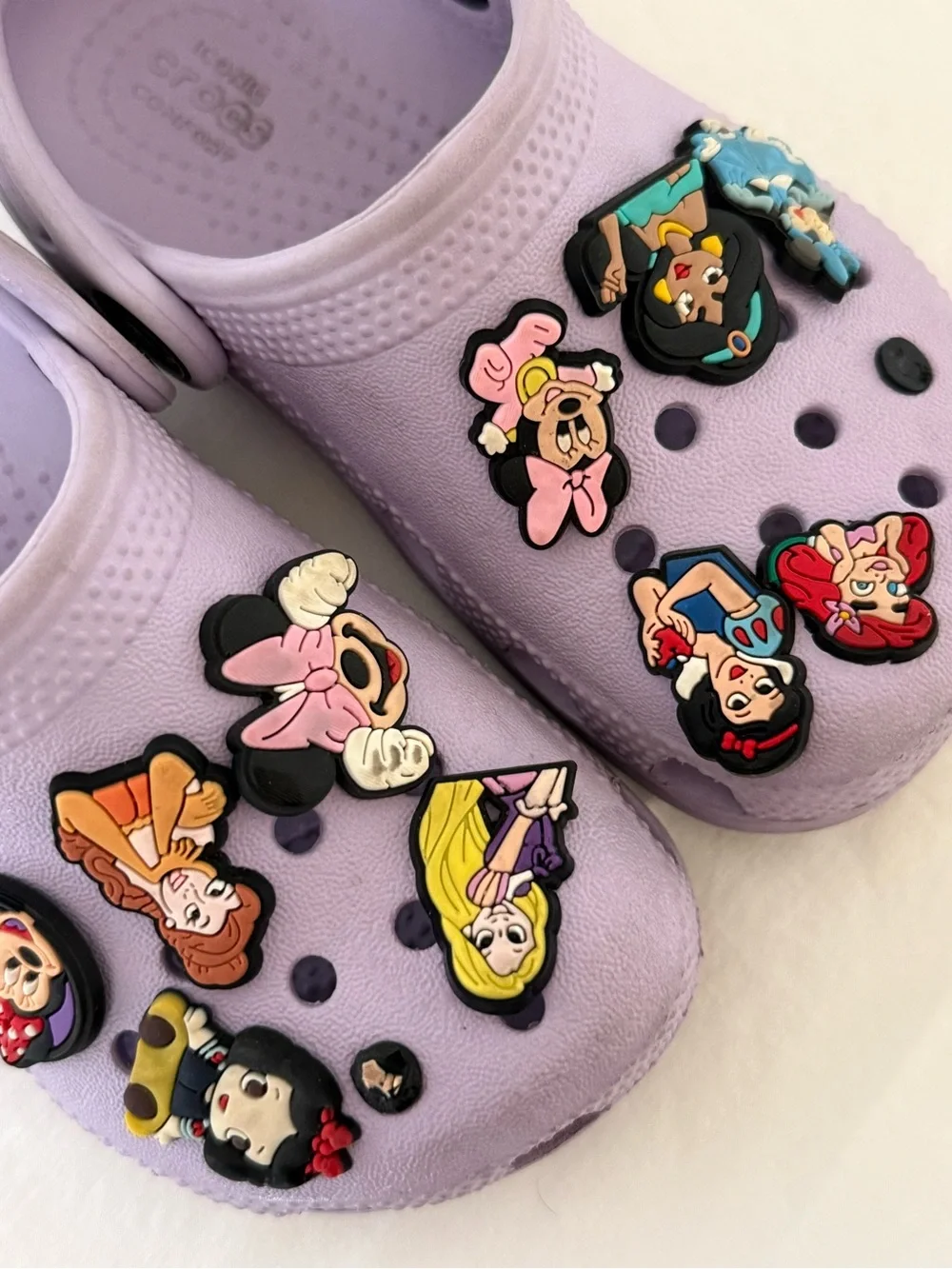 CROCS Kids Light Purple Clog Sandals with Princess Character Charms